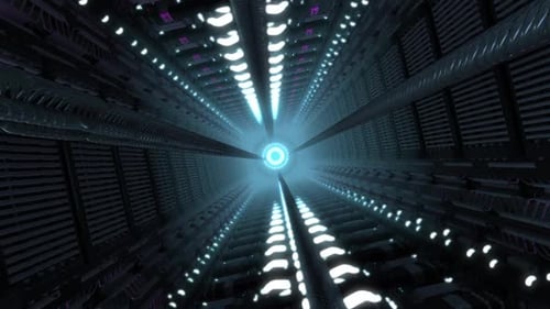 Futuristic Sci-Fi Tunnel Travel with Glowing Blue Lights Animation
