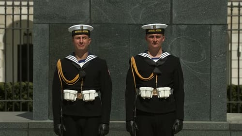 Sailors Stand Guard in Full Uniform