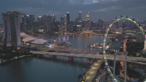 Singapore Skyline and View of Skyscrapers on Marina Bay