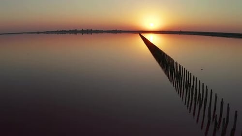 Aerial View of the Salty Pink Lake
