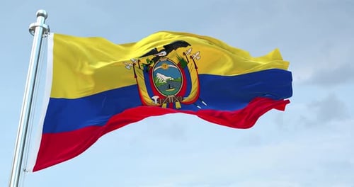 Ecuador National Flag Waving in Realistic Loop