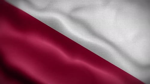 Waving Two-Tone Flag with Diagonal White and Maroon Stripes