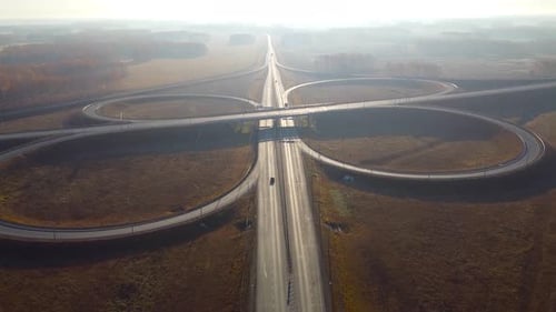 Cars are Moving on a Urban Multilevel Road Junction