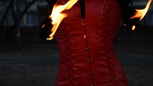 Torso Performing Mesmerizing Fire Orb Show at Night