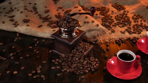 Fresh Coffee and Beans Still Life Composition
