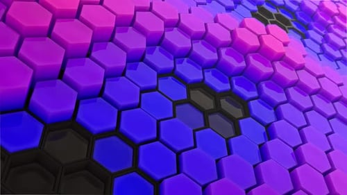 Geometric Hexagon Grid Wave in Vibrant Blue and Pink