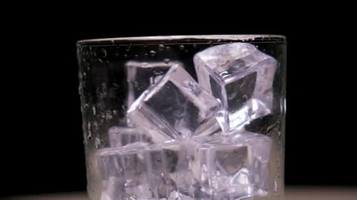 Ice Cubes Rotating Inside Glass Close-Up