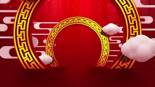Red and Gold Chinese New Year Celebration Background Loop