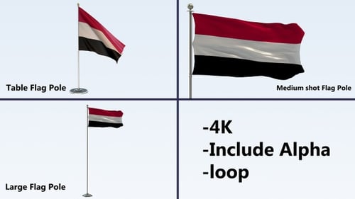 Waving Yemen Flag Animation with Alpha Channel and Multiple Sizes