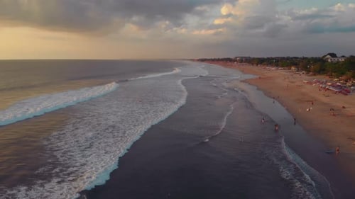 Flight at Sunset Overlooking the Indian Ocean in Bali Indonesia