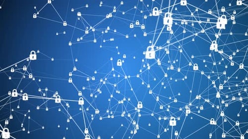 Blocs numériques, connexion de sécurité, cybersécurité, données numériques, technologie, réseau mondial 4K