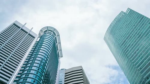 Impressive Skyscrapers and Cloudscape in an Urban Landscape