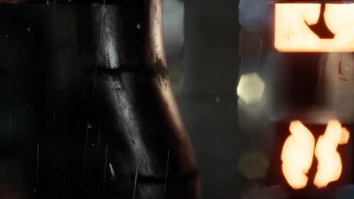 Atmospheric Rain Drops and Abstract Bokeh Lights Background