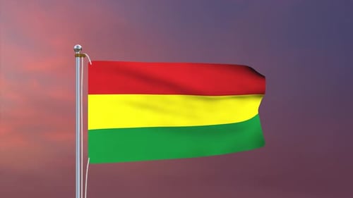 Waving Flag Animation with Red Yellow Green Stripes