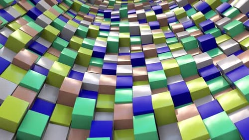 Dynamic Grid of Colorful Animated Cubes Background Loop