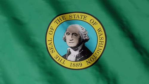 Waving Washington State Flag Animation with George Washington Seal