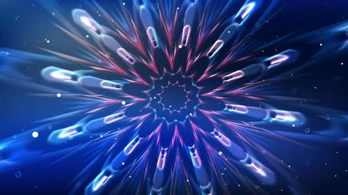 Abstract Glowing Geometric Tunnel Loop Background