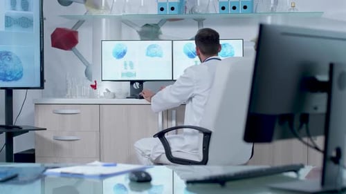 Doctor Working in Modern Research Center