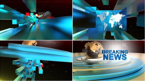 Dynamic Broadcast News Opener with Geometric Tunnel and 3D Globe Animation