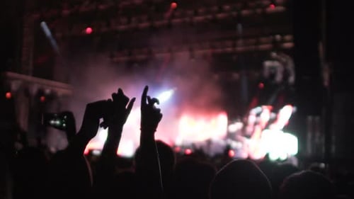 Energetic Crowd Silhouetted at a Concert Event