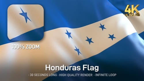 Honduras National Flag Waving in Slow Motion