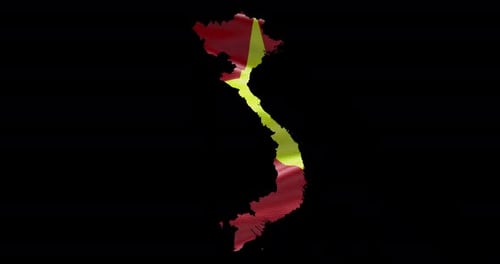 Animated Vietnam Map with Waving National Flag Alpha Channel