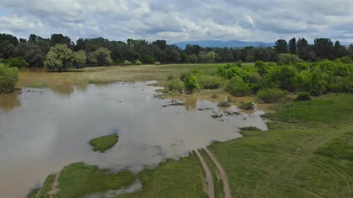 The River Overflowed Its Spring Flood Landscape