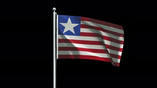 Realistic Liberia National Flag Waving Loop