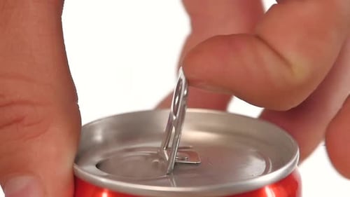 Soda Can Opened With Pull Tab Close Up