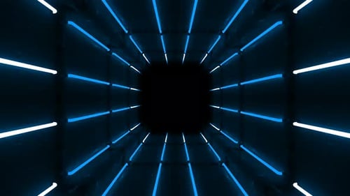 Blue Neon Light Tunnel 4K