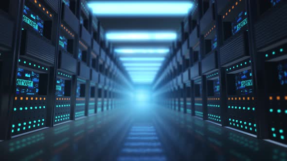 Sala de servidores 4k, Animação gráfica Incluindo: 3d e cpu - Envato