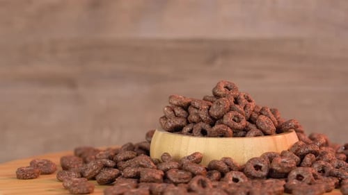 Chocolate cereals close view.