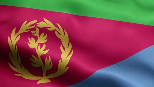 Eritrea Flag Waving Seamless Loop With Realistic Fabric Texture