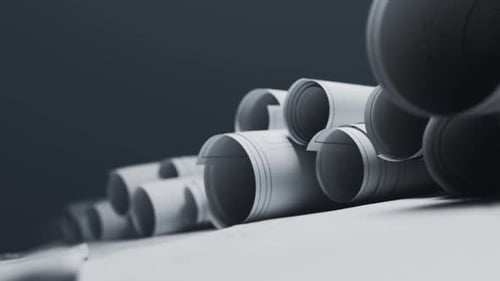 Seamless loopable animation of a stack of white blueprints on the table.