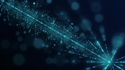 Abstract Blue Particle Lines Flowing Digital Data Background