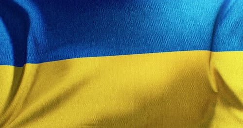 Realistic Blue and Yellow Flag Waving Loop Animation