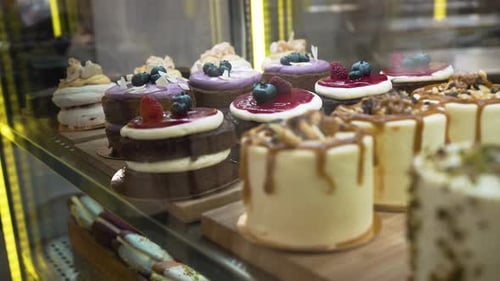 Variety of Decorated Cakes on Display