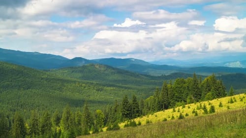 Mountain Landscape with a Fast Clouds and Shadows