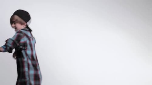 Child Dancing on a White Background