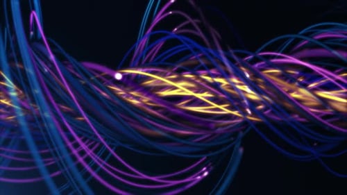 Dynamic Intertwined Glowing Fiber Optic Lines Background