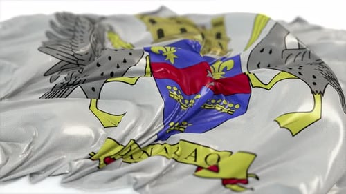 Realistic Waving Heraldic Flag with Coat of Arms