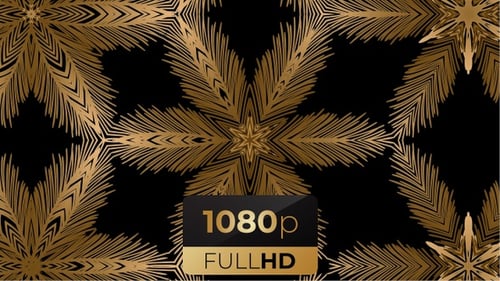 Golden Abstract Expanding Kaleidoscopic Artistic Patterns