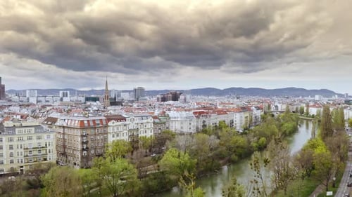 Overview of Majestic Metropolis City Vienna in Austria European Country with Monumental Panoramic