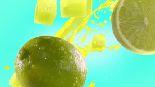 Dynamic Falling Limes and Citrus Juice Splash Animation