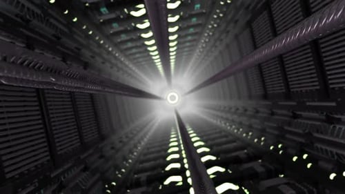 Abstract Futuristic Technology Tunnel with Glowing Lights