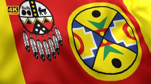 Waving Cultural Flag with Indigenous Geometric Symbols Animation