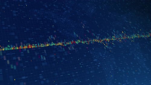 Digital 3d financial chart animation showing growing value of the global stock market.