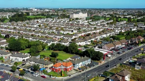 Aerial View of Suburban Neighborhood Landscape