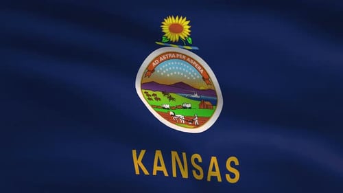 Realistic Waving Kansas State Flag Animation