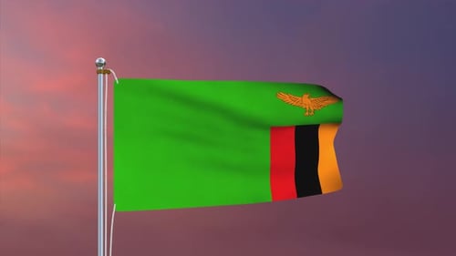 Realistic Zambia National Flag Waving Animation